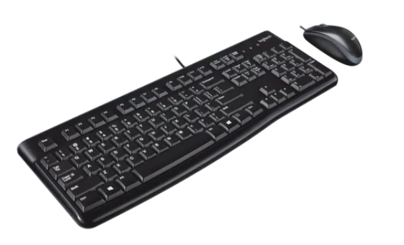 Logitech Desktop MK120, Full-size (100%), Wired, USB, QWERTY, Black, Mouse included