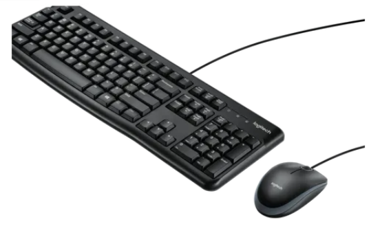 Logitech Desktop MK120, Full-size (100%), Wired, USB, QWERTY, Black, Mouse included
