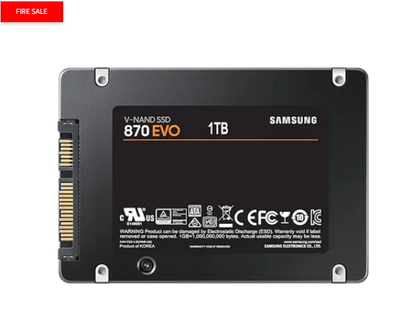 Samsung 870 EVO, 1 TB, 2.5", 560 MB/s, 6 Gbit/s