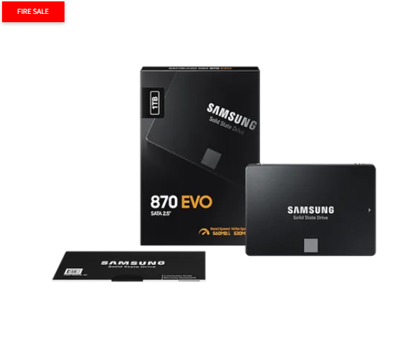 Samsung 870 EVO, 1 TB, 2.5", 560 MB/s, 6 Gbit/s
