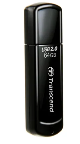 Transcend JetFlash 350 64GB, 64 GB, USB Type-A, 2.0, Cap, 8.5 g, Black