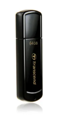 Transcend JetFlash 350 64GB, 64 GB, USB Type-A, 2.0, Cap, 8.5 g, Black