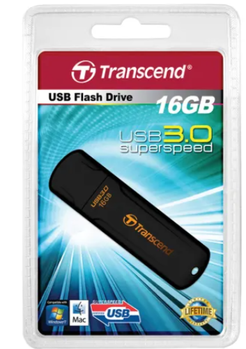 Transcend JetFlash 700 16GB, 16 GB, USB Type-A, 3.2 Gen 1 (3.1 Gen 1), Cap, 8.5 g, Black