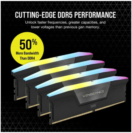Corsair Vengeance RGB CMH128GX5M4B5600C40, 128 GB, 4 x 32 GB, DDR5, 5600 MHz, 288-pin DIMM