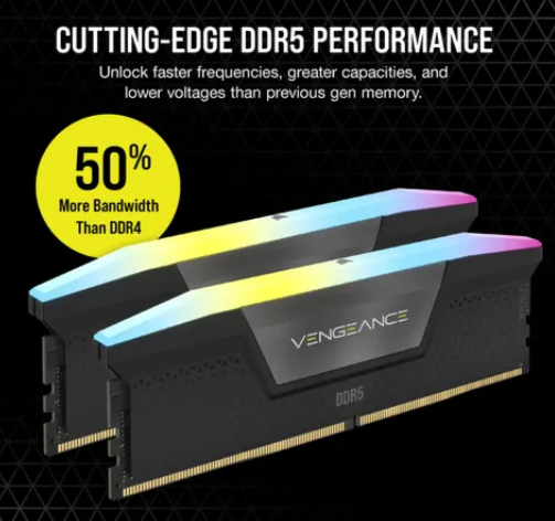 Corsair Vengeance RGB CMH64GX5M2B6000Z40, 64 GB, 2 x 32 GB, DDR5, 6000 MHz, 288-pin DIMM