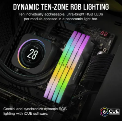 Corsair Vengeance RGB CMH48GX5M2B7200C36, 48 GB, 2 x 24 GB, DDR5, 7200 MHz, 288-pin DIMM