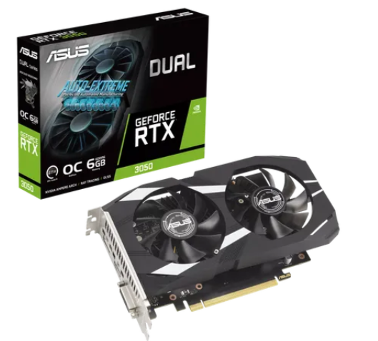 ASUS Dual -RTX3050-O6G, GeForce RTX 3050, 6 GB, GDDR6, 96 bit, 7680 x 4320 pixels, PCI Express 4.0