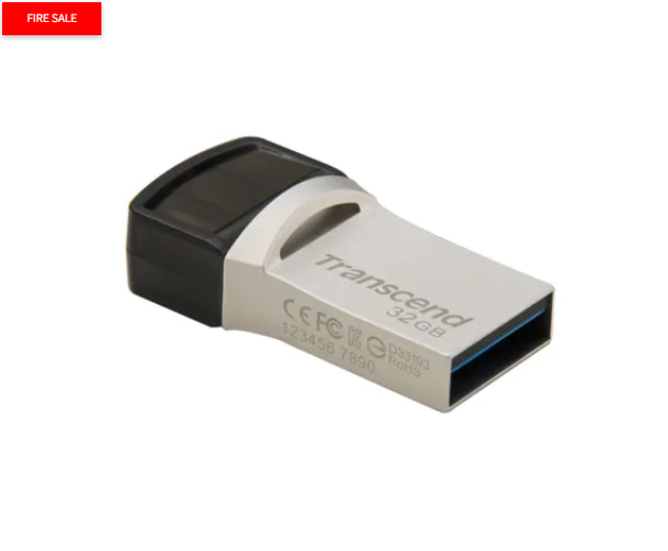 Transcend JetFlash 890 32GB, 32 GB, USB Type-A / USB Type-C, 3.2 Gen 1 (3.1 Gen 1), Cap, 3 g, Black, Silver