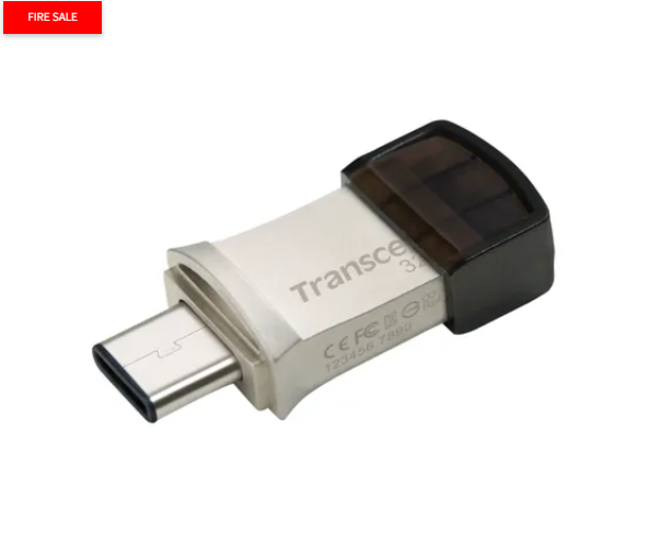 Transcend JetFlash 890 32GB, 32 GB, USB Type-A / USB Type-C, 3.2 Gen 1 (3.1 Gen 1), Cap, 3 g, Black, Silver