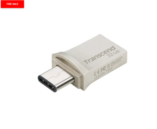 Transcend JetFlash 890 32GB, 32 GB, USB Type-A / USB Type-C, 3.2 Gen 1 (3.1 Gen 1), Cap, 3 g, Black, Silver