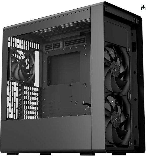 HAVN BF 360 Flow High Airflow ATX Mid Tower PC Case, Semi-Open SGCC Steel Frame, SimpliCable Cable Management, 2X 180mm Fan, 1x 140mm Fan 360mm Radiator Mounts, Magnetic Panels – Black