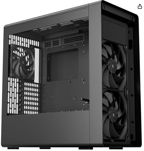 HAVN BF 360 Flow High Airflow ATX Mid Tower PC Case, Semi-Open SGCC Steel Frame, SimpliCable Cable Management, 2X 180mm Fan, 1x 140mm Fan 360mm Radiator Mounts, Magnetic Panels – Black