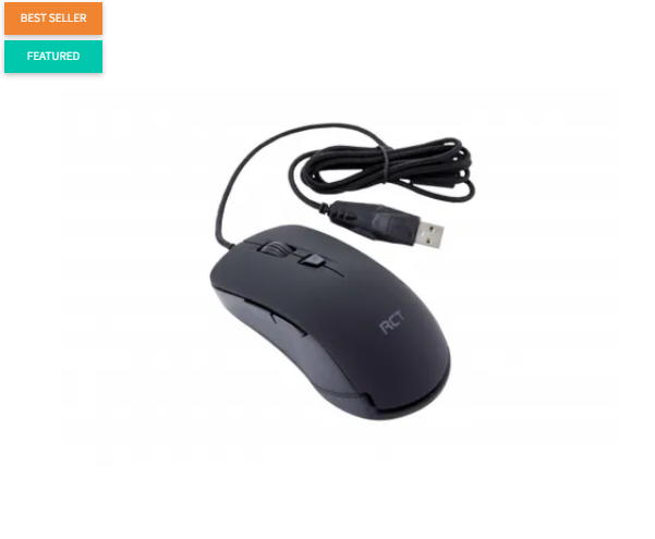 RCT Optical USB Mouse Black 3200 DPI - Wired