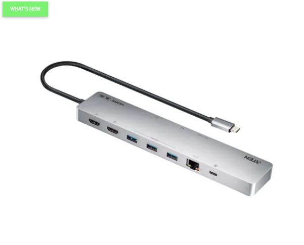 ATEN UH3240, USB Type-C, 3.5mm, HDMI, RJ-45, USB 3.2 Gen 1 (3.1 Gen 1) Type-A, USB 3.2 Gen 1 (3.1 Gen 1) Type-C, MicroSD (TransFlash), MicroSDHC, MicroSDXC, SD, SDHC, SDXC, 60 Hz, 3840 x 2160 pixels, Silver