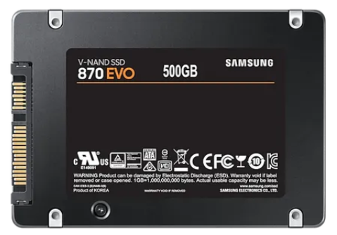 Samsung 870 EVO, 500 GB, 2.5", 560 MB/s, 6 Gbit/s