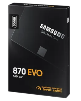 Samsung 870 EVO, 500 GB, 2.5", 560 MB/s, 6 Gbit/s