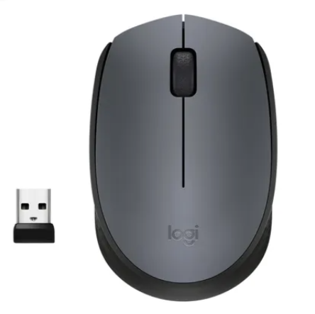 Logitech M170 Wireless Mouse, Ambidextrous, Optical, RF Wireless, 1000 DPI, Grey