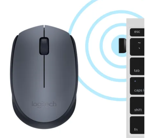 Logitech M170 Wireless Mouse, Ambidextrous, Optical, RF Wireless, 1000 DPI, Grey