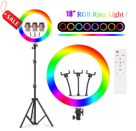 Nesty 18 Inch Multipurpose Electric Powered RGB LED Ring
