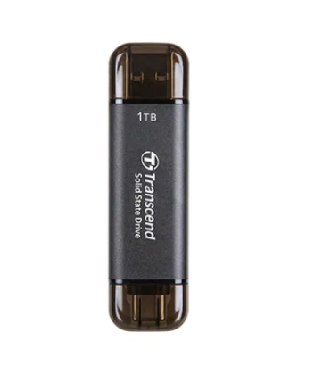 Transcend ESD310C, 1 TB, USB Type-A to USB Type-C, USB 3.2 Gen 2x2, 1050 MB/s, Black