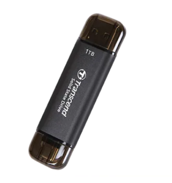 Transcend ESD310C, 1 TB, USB Type-A to USB Type-C, USB 3.2 Gen 2x2, 1050 MB/s, Black