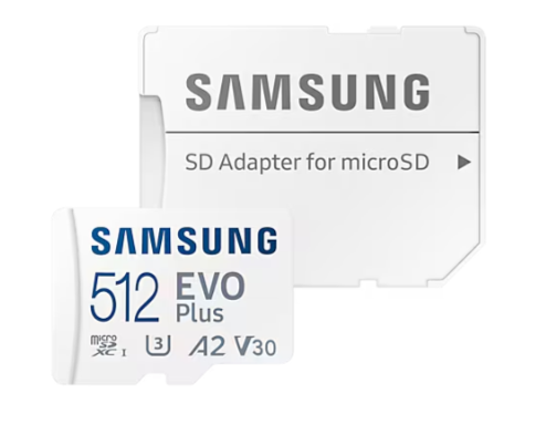 Samsung MB-MC512SA EVO Plus microSDXC 512GB Memory Card; Read : up to 160MB/s Write : Lower than Read Speed* Read/Write speed wi