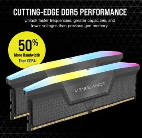 Corsair Vengeance RGB CMH32GX5M2B5200Z40K, 32 GB, 2 x 16 GB, DDR5, 5200 MHz, 288-pin DIMM