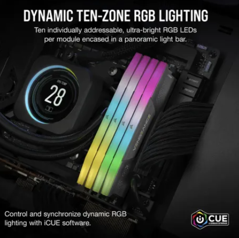 Corsair Vengeance RGB CMH32GX5M2B5200Z40K, 32 GB, 2 x 16 GB, DDR5, 5200 MHz, 288-pin DIMM