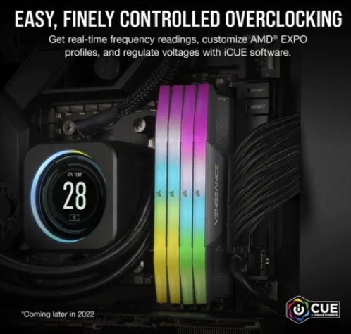 Corsair Vengeance RGB CMH32GX5M2B5200Z40K, 32 GB, 2 x 16 GB, DDR5, 5200 MHz, 288-pin DIMM