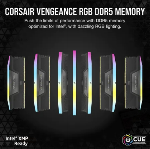 Corsair Vengeance RGB CMH64GX5M2B6000Z40, 64 GB, 2 x 32 GB, DDR5, 6000 MHz, 288-pin DIMM