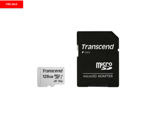 Transcend microSD Card SDXC 300S 128GB with Adapter, 128 GB, MicroSDXC, Class 10, NAND, 95 MB/s, 40 MB/s