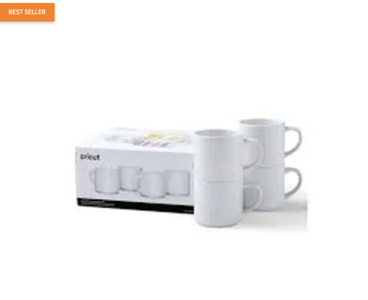 2009392 - Cricut 295ml Stack Ceramic Mugs Blank White 4pc