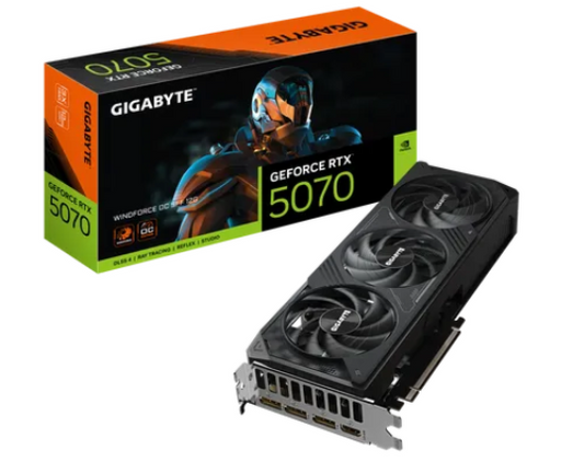 GIGABYTE GeForce RTX 5070 WINDFORCE OC SFF 12G Graphics Card - 16GB GDDR7, 256bit, PCI-E 5.0, 2542 MHz Core Clock, 3 x DP 2.1a, 1 x HDMI 2.1b, NVIDIA DLSS 4, GV-N5070WF3OC-12GD, GeForce RTX 5070, 12 GB, GDDR7