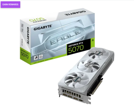 GIGABYTE GeForce RTX 5070 EAGLE OC ICE SFF 12G Graphics Card - 12GB GDDR7, 192bit, PCI-E 5.0, 2587 MHz Core Clock, 3 x DP 2.1a, 1 x HDMI 2.1b, NVIDIA DLSS 4, GV-N5070EAGLEOC ICE-12GD, GeForce RTX 5070, 12 GB, GDDR7