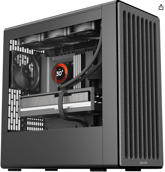 HAVN BF 360 Flow High Airflow ATX Mid Tower PC Case, Semi-Open SGCC Steel Frame, SimpliCable Cable Management, 2X 180mm Fan, 1x 140mm Fan 360mm Radiator Mounts, Magnetic Panels – Black