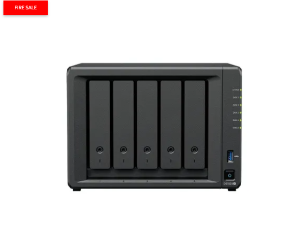 Synology DS1525+ 5 Bay NAS (Espandable to 15 bay) AMD Ryzen V1500B 4C CPU 8 GB DDR4 ECC SODIMM (2 DIMM Slots)