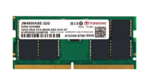 Transcend JetMemory JM4800ASE-16G, 16 GB, 1 x 16 GB, DDR5, 4800 MHz, 262-pin SO-DIMM